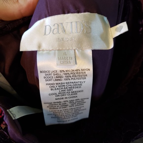 Purple David's Bridal Dress, Size 4 - Picture 3 of 3
